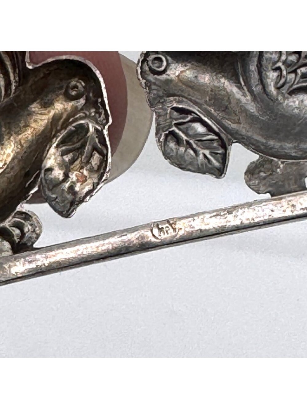 Danish Silver Doves Brooch Christian Veilskov 830S Repousse Vintage Mid-Century - Picture 6 of 16